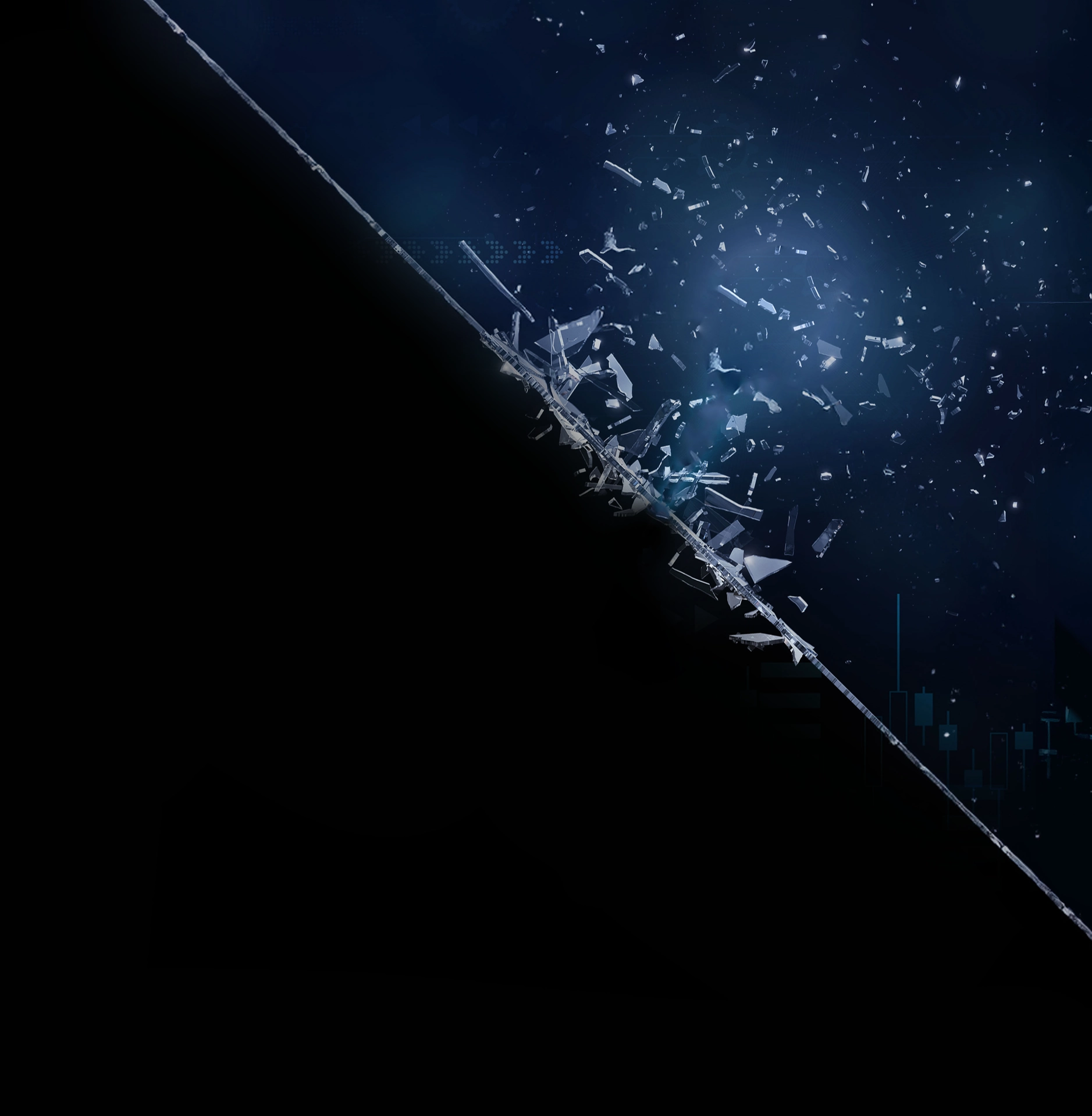 Beam of light breaking through glass pane